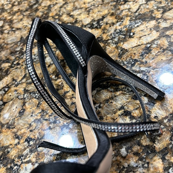 Badgley Mischka double ankle wrap embellished satin sandals - Picture 2 of 6